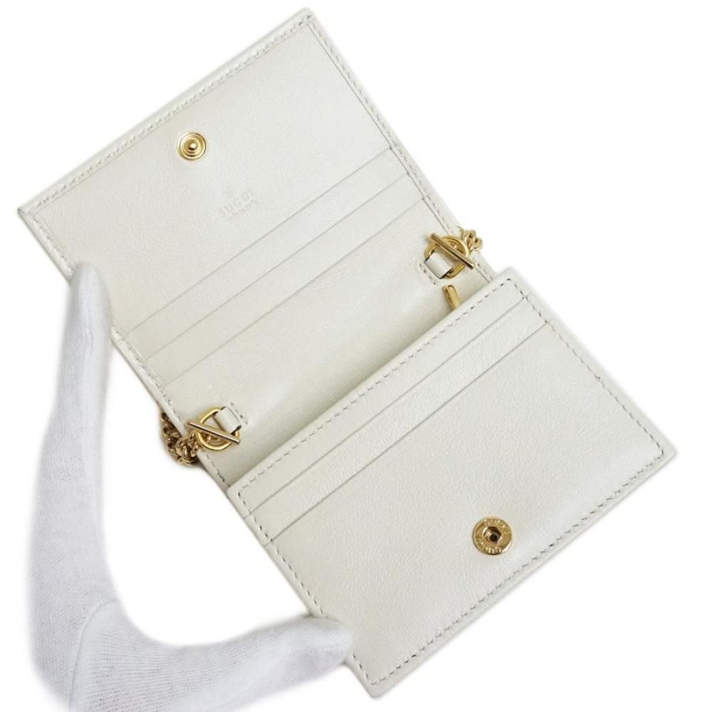 Gucci Rajah Tiger Bi-fold Wallet Chain Wallet Leather Canvas White - Picture 3 of 11